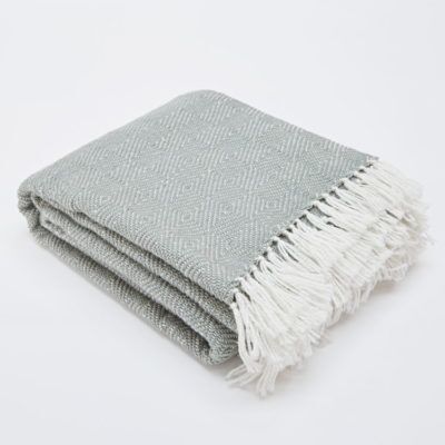 Recycled Grey Diamond Patterned Blanket
