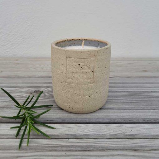 Rosemary + sea salt candle in handmade pot (medium) - Image 2