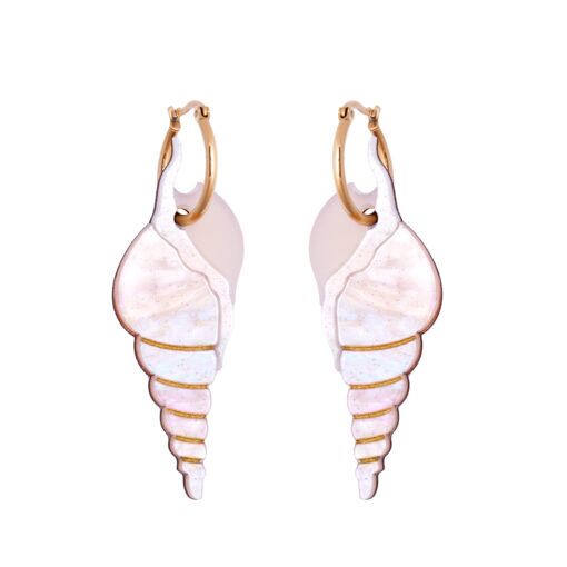 Handmade Twist Shell Hoop Earrings - Image 2