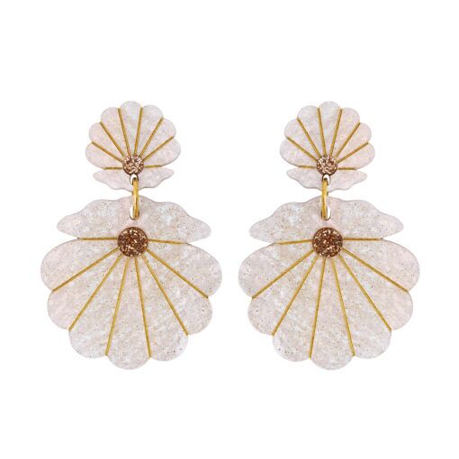 Handmade Clam Statement Earrings - Image 2