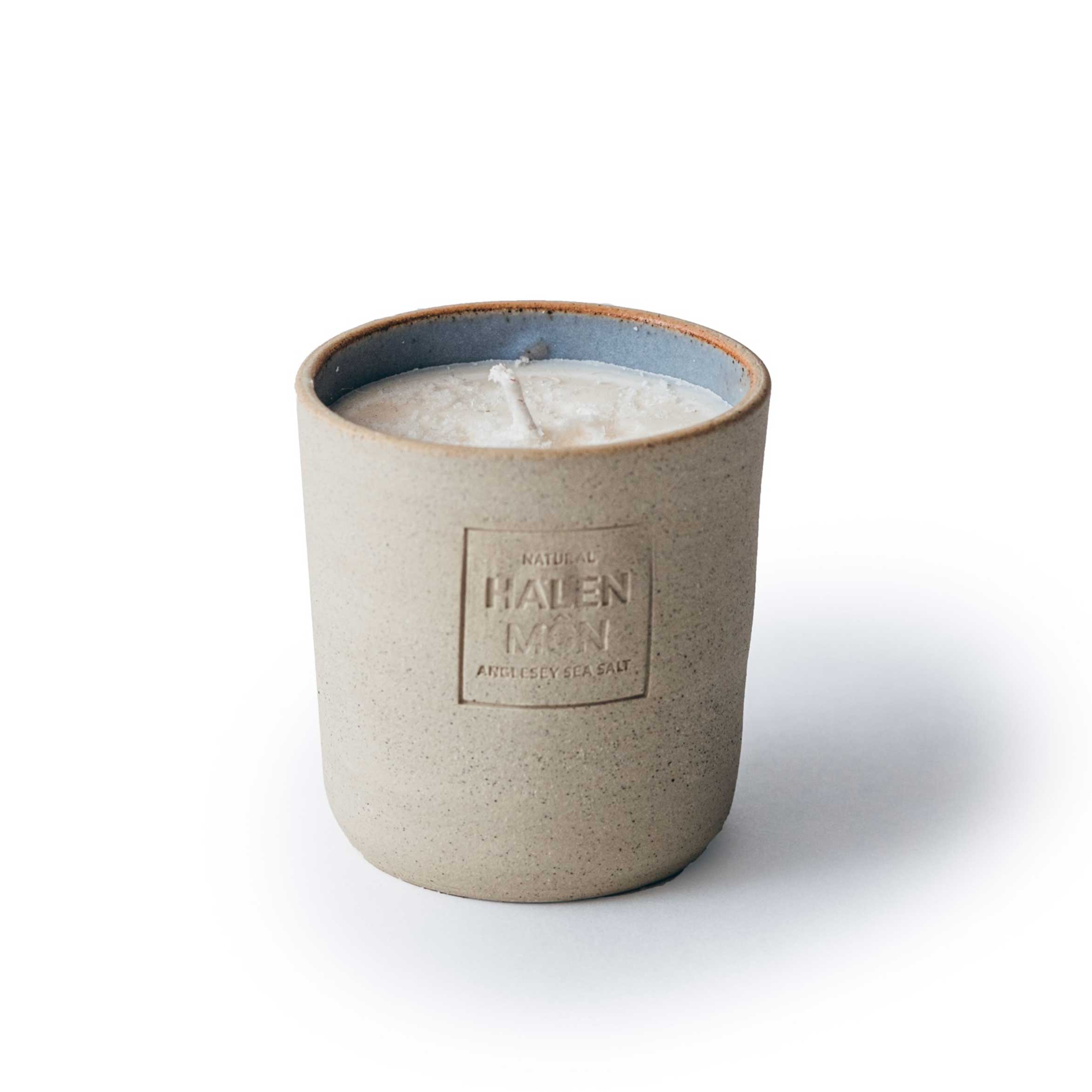 Rosemary + sea salt candle in handmade pot (medium)