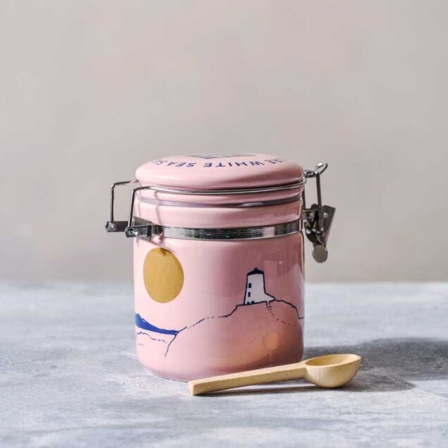 Pink Llanddwyn Ceramic Jar with 100g Pure Sea Salt