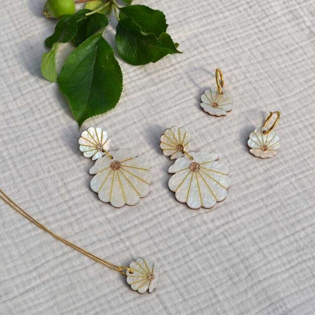 Handmade Clam Statement Earrings