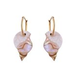 Handmade Marble Shell Hoop Earrings - Image 2