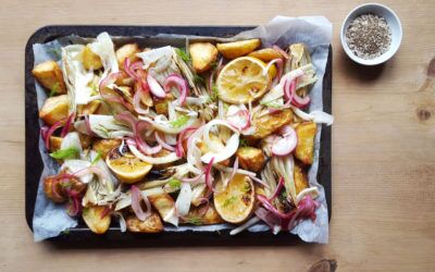 Roast Potatoes with Fennel & Quick Celery Salted Pickles