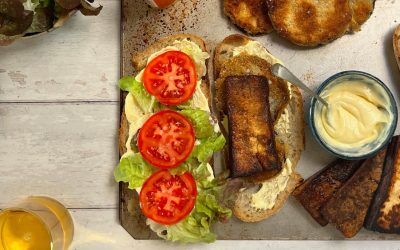 Smoky tofu club sandwich