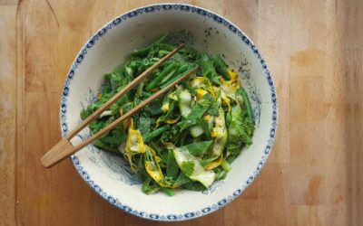 Courgette + green bean salad with roasted garlic sea salt