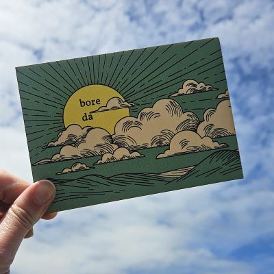 'Bore Da' Wooden Postcard