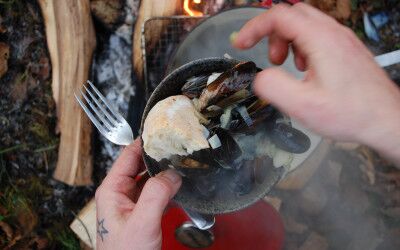 Mussels Steaming on an Open Fire