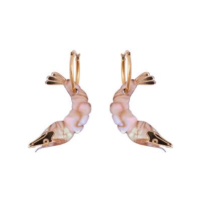 Handmade Prawn Hoop Earrings (silver)