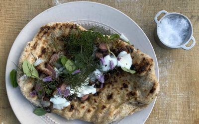 BBQ Lamb Leg with Flatbreads, Yoghurt + Herbs