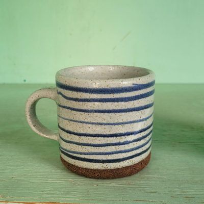 Handmade Welsh mug - horizontal stripe