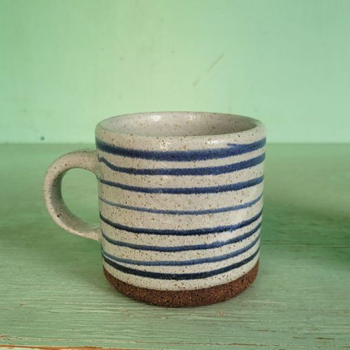 Handmade Welsh mug - horizontal stripe