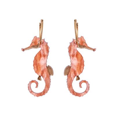 Handmade Seahorse Hoops (coral)