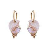 Handmade Marble Shell Hoop Earrings - Image 2