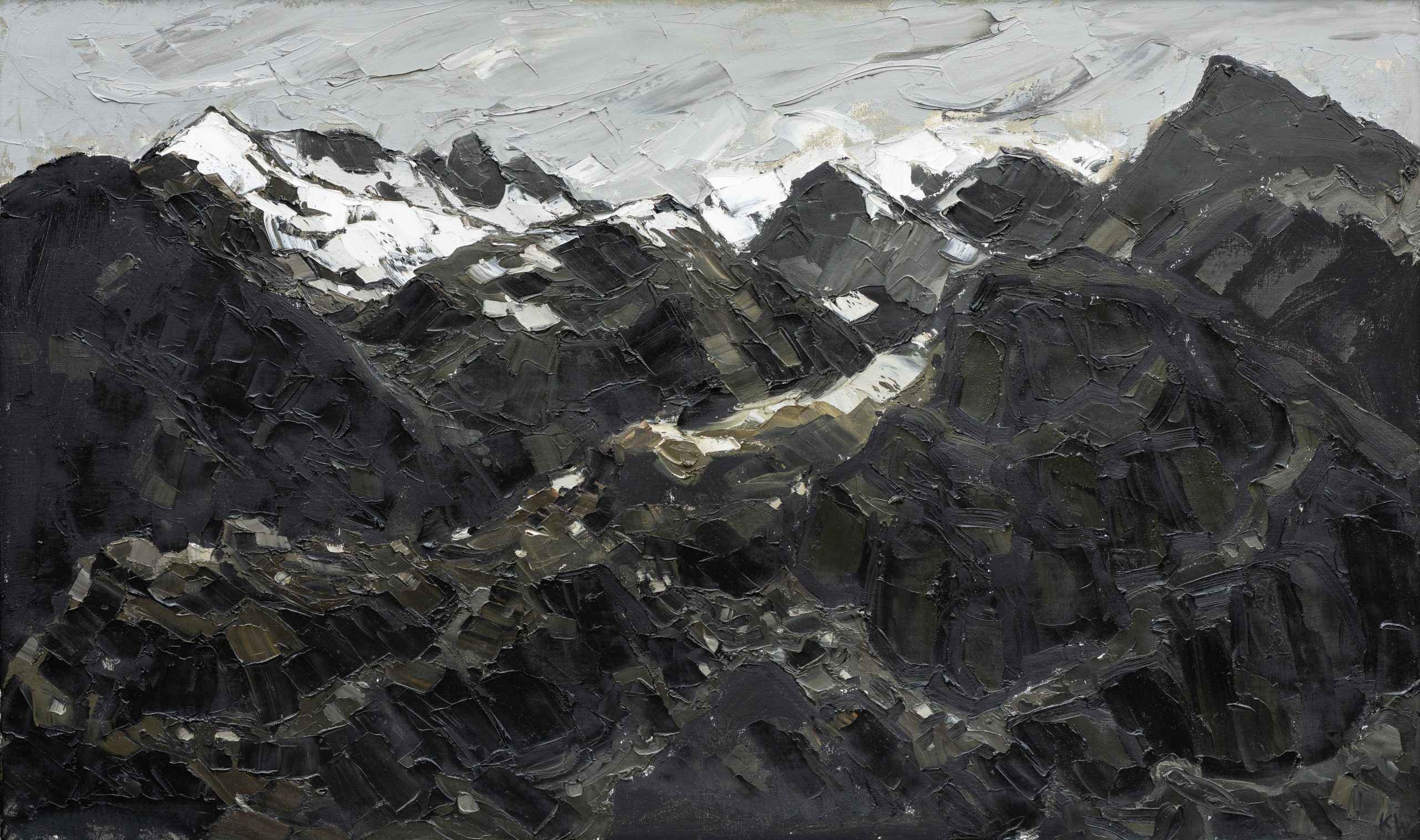 84.-Sir-Kyffin-Williams-RA-Oil-Winter-Crib-Goch-SOLD JULY 2024 £41000.