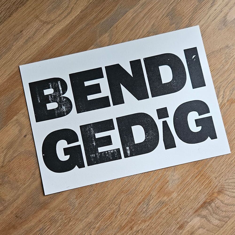 A4 Letterpress 'Bendigedig' Print