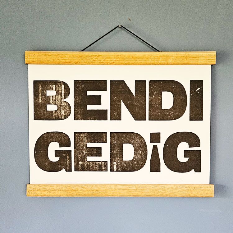 A4 Letterpress 'Bendigedig' Print - Image 2