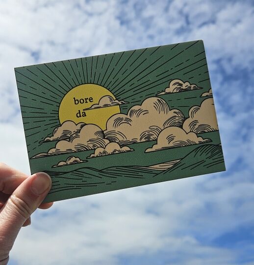 'Bore Da' Wooden Postcard