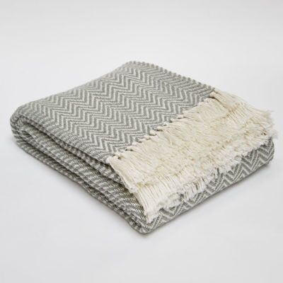 Recycled Grey Herringbone Patterned Blanket