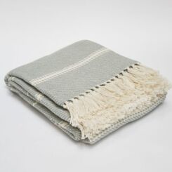 Recycled Grey Oxford Stripe Patterned Blanket