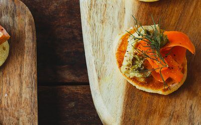 Smoked carrot blinis